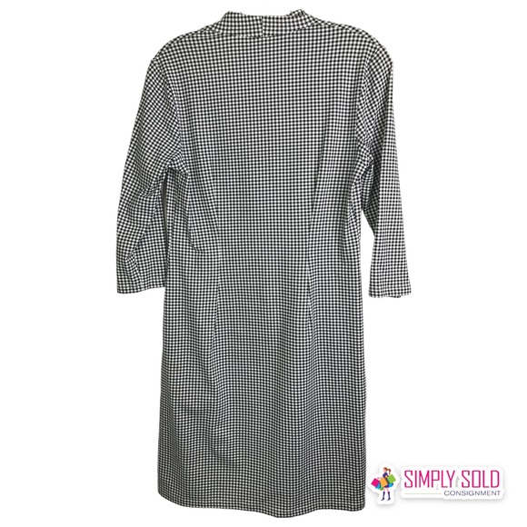 J. McLaughlin Women's A-Line Dress 3/4 Sleeve Black White Gingham Plaid V-Neck S - Picture 2 of 11